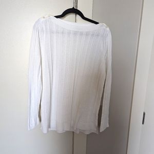 😃 Land's End white cotton cable knit sweater sz XL